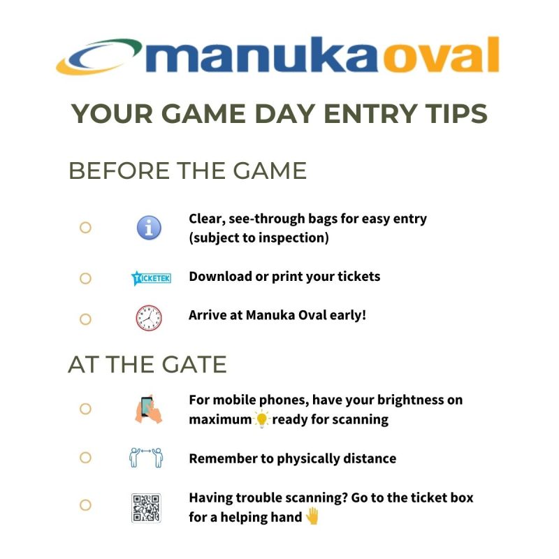 Game Day Entry Tips Manuka Oval Square