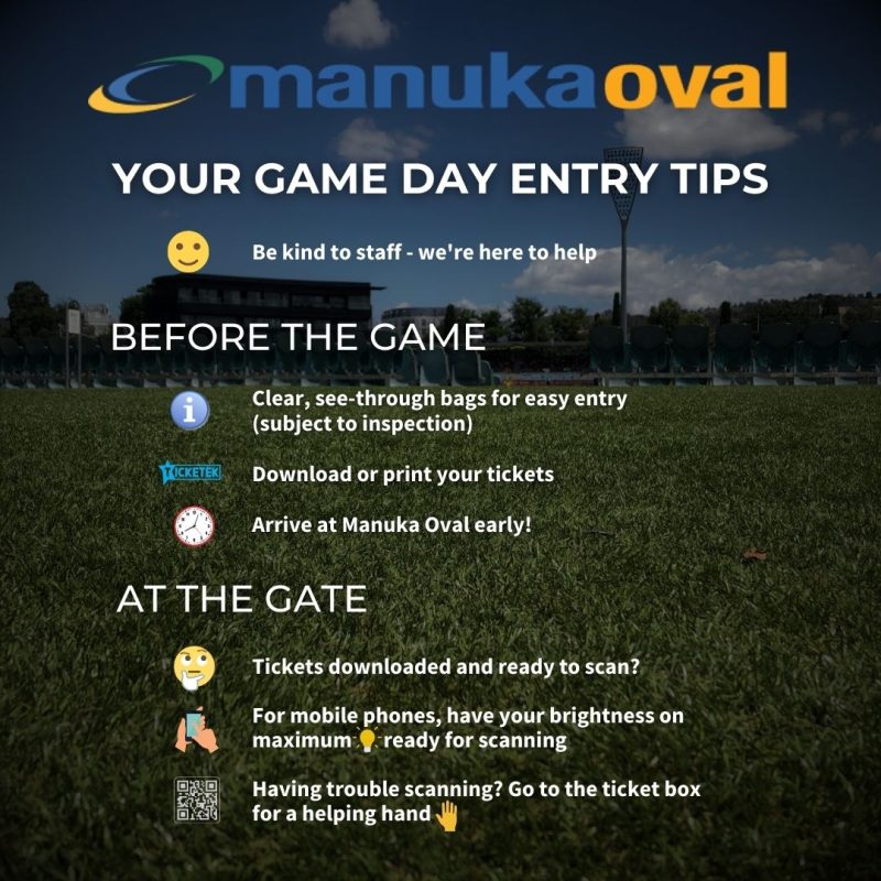 Game Day Entry Tips Manuka Oval