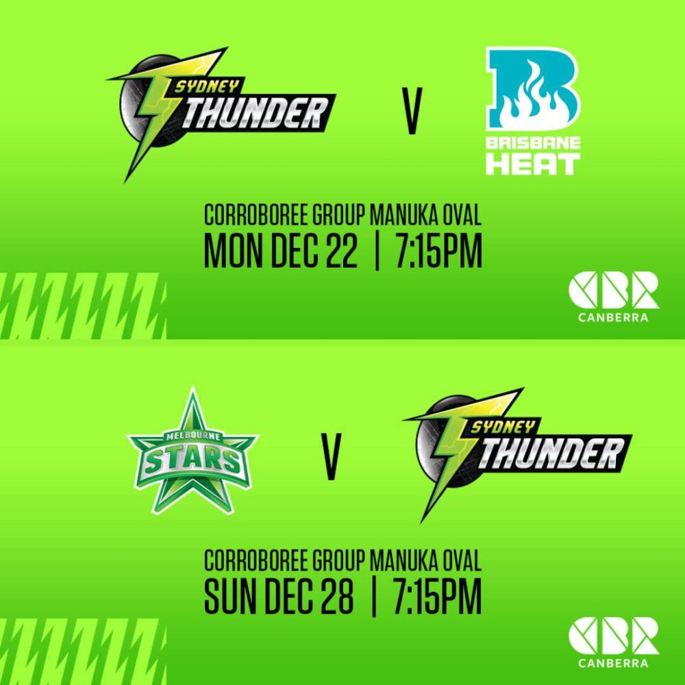 Two BBL matches in Canberra DECEMBER 2025