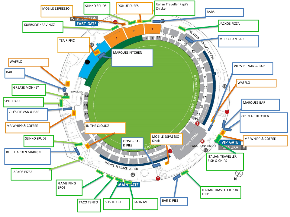 Food trail for the AFL Giants v Kangaroos match 26 April 2026